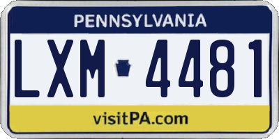 PA license plate LXM4481
