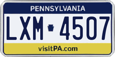 PA license plate LXM4507