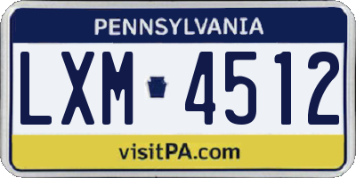 PA license plate LXM4512