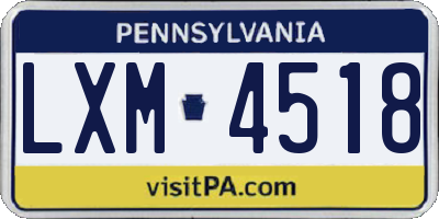 PA license plate LXM4518