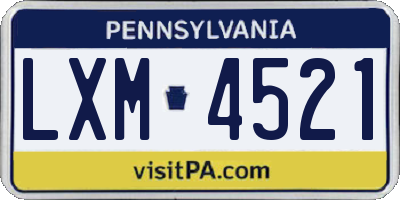 PA license plate LXM4521