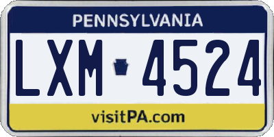 PA license plate LXM4524
