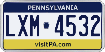 PA license plate LXM4532