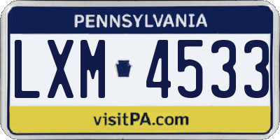 PA license plate LXM4533