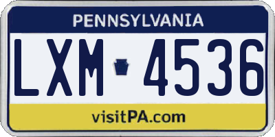 PA license plate LXM4536