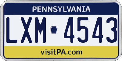 PA license plate LXM4543