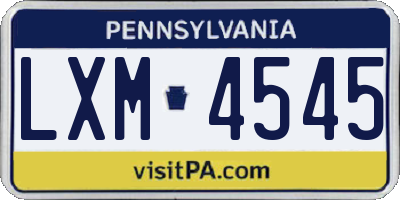 PA license plate LXM4545