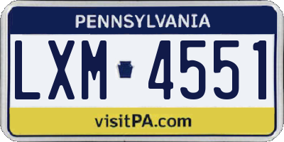 PA license plate LXM4551