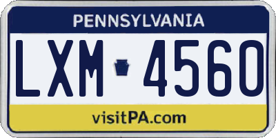 PA license plate LXM4560