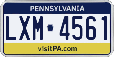 PA license plate LXM4561