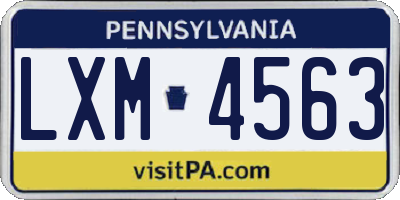 PA license plate LXM4563