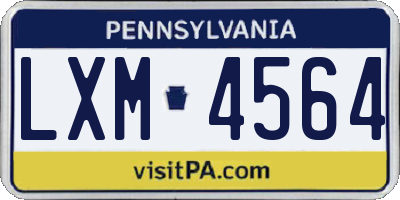 PA license plate LXM4564