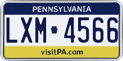 PA license plate LXM4566