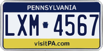 PA license plate LXM4567