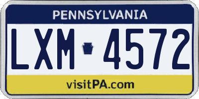 PA license plate LXM4572