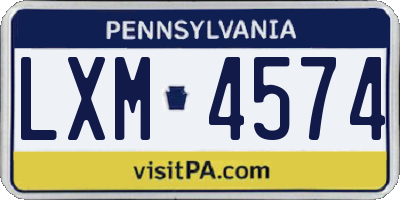 PA license plate LXM4574