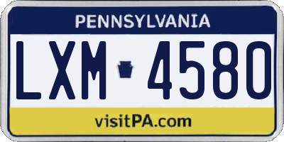 PA license plate LXM4580