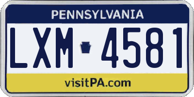 PA license plate LXM4581