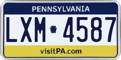 PA license plate LXM4587
