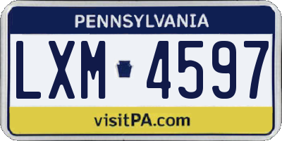 PA license plate LXM4597