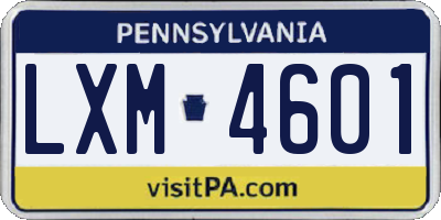 PA license plate LXM4601