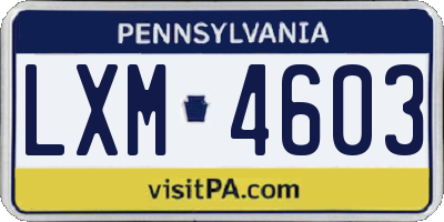 PA license plate LXM4603