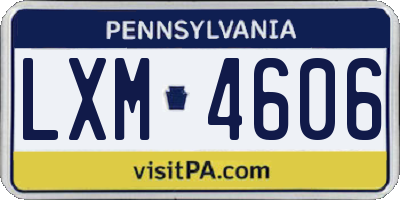 PA license plate LXM4606