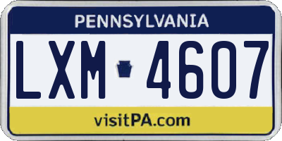 PA license plate LXM4607