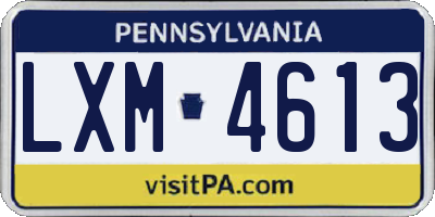 PA license plate LXM4613
