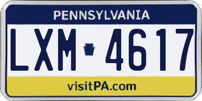 PA license plate LXM4617