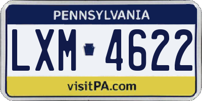 PA license plate LXM4622