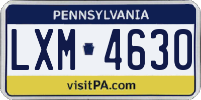 PA license plate LXM4630
