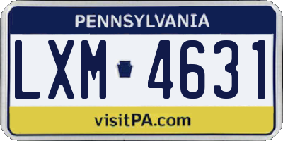 PA license plate LXM4631