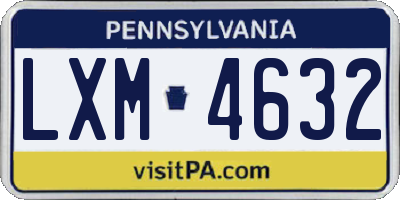 PA license plate LXM4632