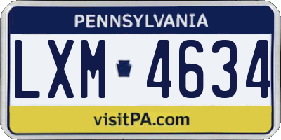 PA license plate LXM4634