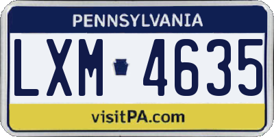 PA license plate LXM4635