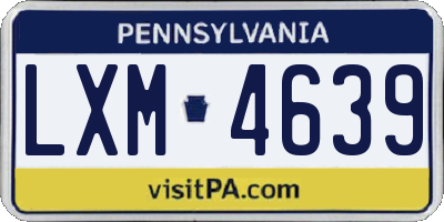 PA license plate LXM4639