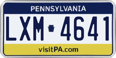 PA license plate LXM4641