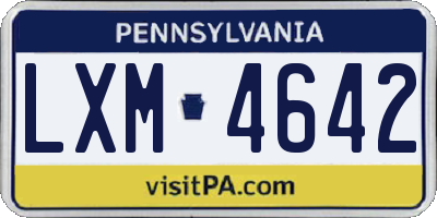 PA license plate LXM4642