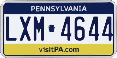 PA license plate LXM4644