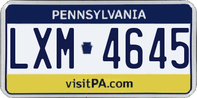 PA license plate LXM4645