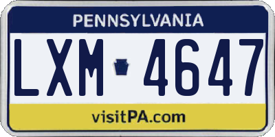 PA license plate LXM4647