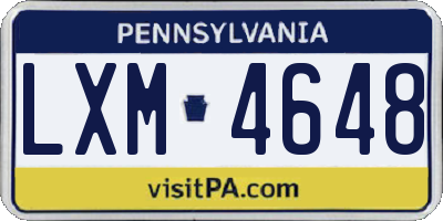 PA license plate LXM4648