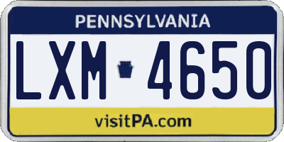 PA license plate LXM4650