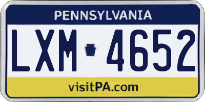 PA license plate LXM4652