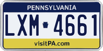 PA license plate LXM4661
