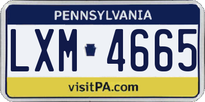 PA license plate LXM4665