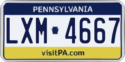 PA license plate LXM4667