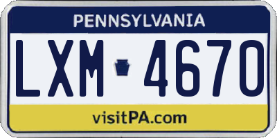 PA license plate LXM4670