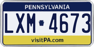 PA license plate LXM4673